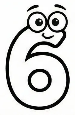 a black and white drawing of a number 6 1.webp